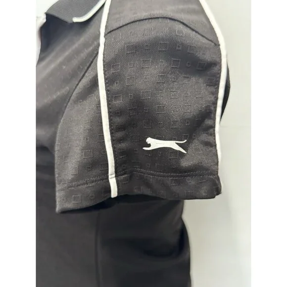 Slazenger golf shirt womens Sz S Black White Trim Short Sleeve Polo Zippered Fro - Picture 4 of 7